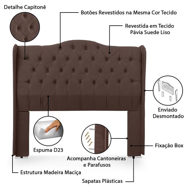 Imagem de Conjunto Cabeceira Box Com Recamier Divã Estofado Capitonê Para Cama Casal 1.40 cm Dubai Várias Cores  LH Moveis