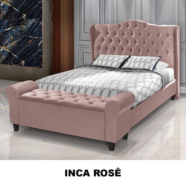 Imagem de Conjunto Cabeceira Box Com Recamier Divã Estofado Capitonê Para Cama Queen 1.60 Dubai Várias Cores - LH Móveis