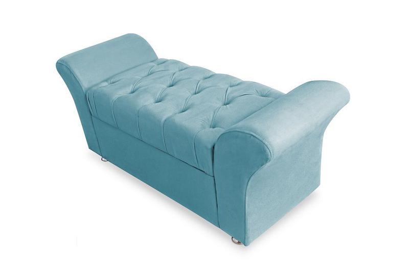 Imagem de Conjunto cabeceira box solteiro 90cm costa rica + recamier barcelona suede azul turquesa