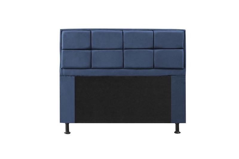 Imagem de Conjunto cabeceira casal 140cm munique + recamier calçadeira 140cm suede azul marinho