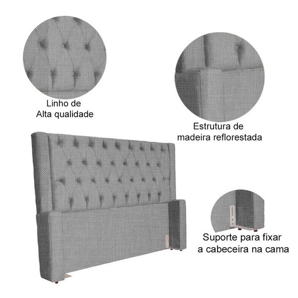 Imagem de Conjunto Cabeceira e Calçadeira Baú Emma Linho Cores - DS Estofados