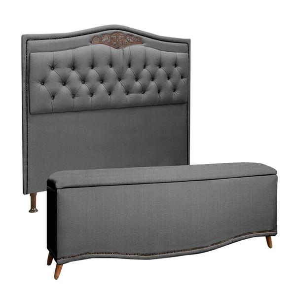 Conjunto Cabeceira e Calçadeira Holanda 140cm Linho Speciale Home Imagem de Conjunto Cabeceira e Calçadeira Holanda 140cm Linho Speciale Home