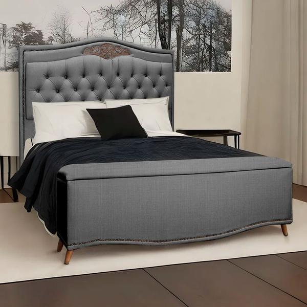 Conjunto Cabeceira e Calçadeira Holanda 140cm Linho Speciale Home Imagem de Conjunto Cabeceira e Calçadeira Holanda 140cm Linho Speciale Home
