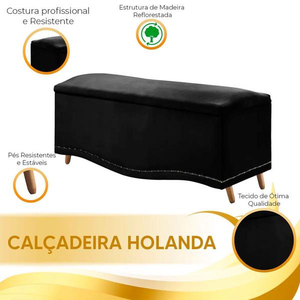 Imagem de Conjunto Cabeceira e Calçadeira Holanda 140cm Veludo Speciale Home