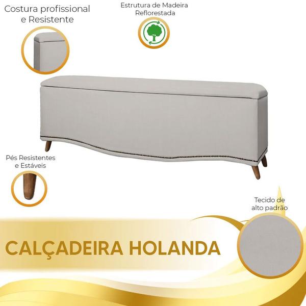 Imagem de Conjunto Cabeceira e Calçadeira Holanda 160 cm Linho Shop das Cabeceiras