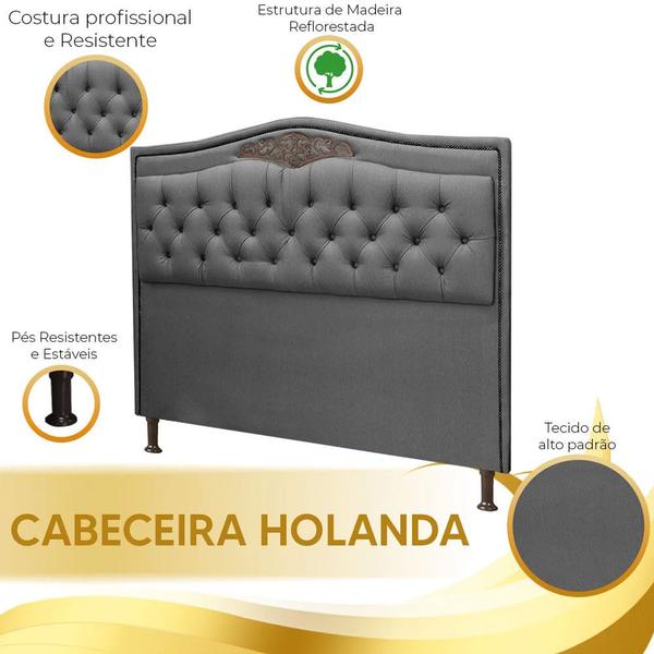 Imagem de Conjunto Cabeceira e Calçadeira Holanda 160 cm Linho Shop das Cabeceiras