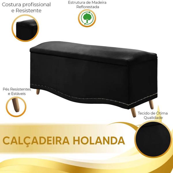 Imagem de Conjunto Cabeceira e Calçadeira Holanda 195cm Veludo Shop das Cabeceiras