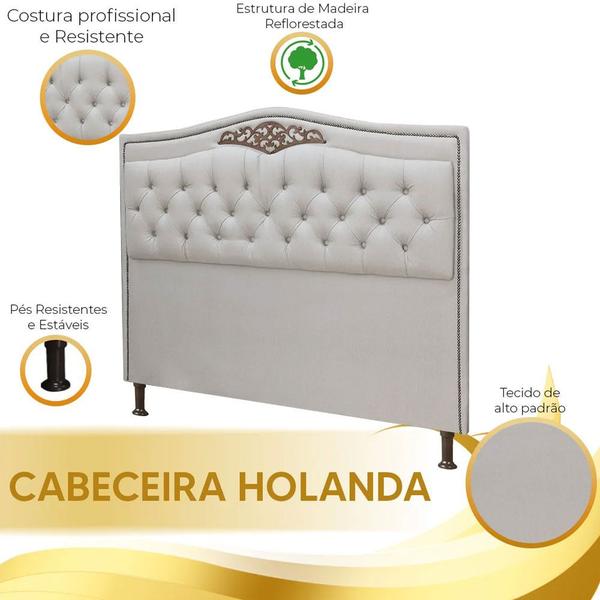 Imagem de Conjunto Cabeceira e Calçadeira Holanda Casal Queen Size 160 cm para Cama Box cm para Cama Box Luxor Roxo - Shop das Cabeceiras