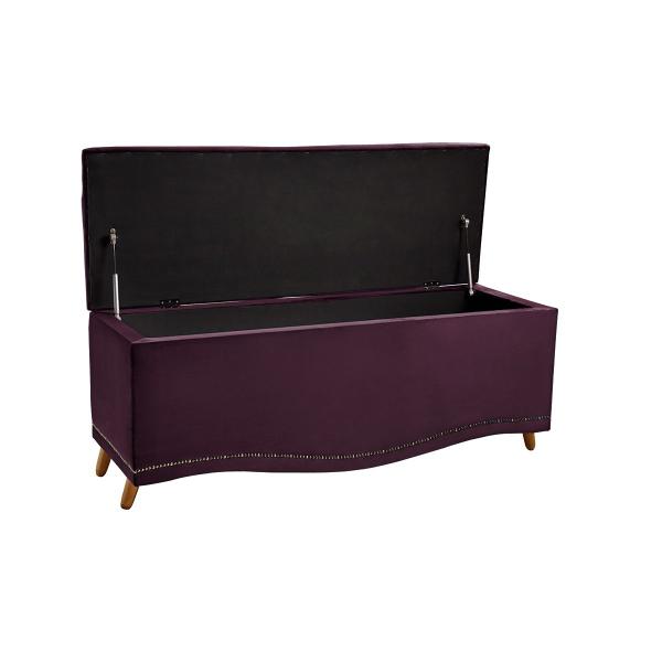 Imagem de Conjunto Cabeceira e Calçadeira Holanda Solteiro 90 cm para Cama Box Luxor Roxo - Shop das Cabeceiras