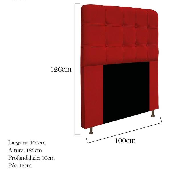 Imagem de Conjunto Cabeceira Estofada Mel 100cm e Calçadeira Mel 100cm material sintético Vermelho