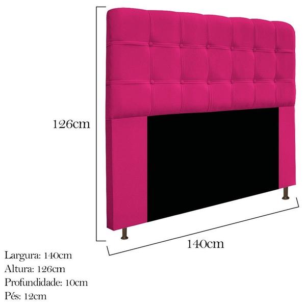 Imagem de Conjunto Cabeceira Estofada Mel 140cm e Calçadeira Mel 140cm material sintético Pink