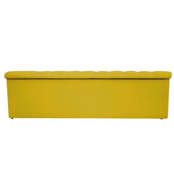 Imagem de Conjunto Cabeceira Estofada Mel 195cm e Calçadeira Mel 195cm material sintético Amarelo