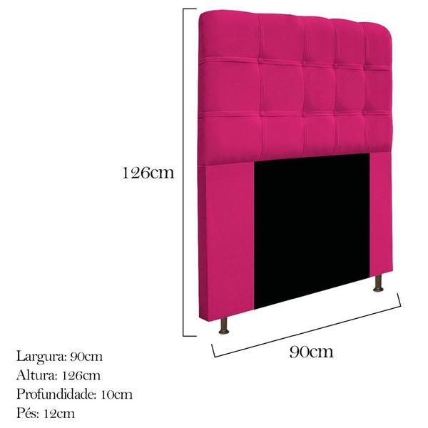 Imagem de Conjunto Cabeceira Estofada Mel 90cm e Calçadeira Mel 90cm material sintético Pink - KDAcanto Móveis