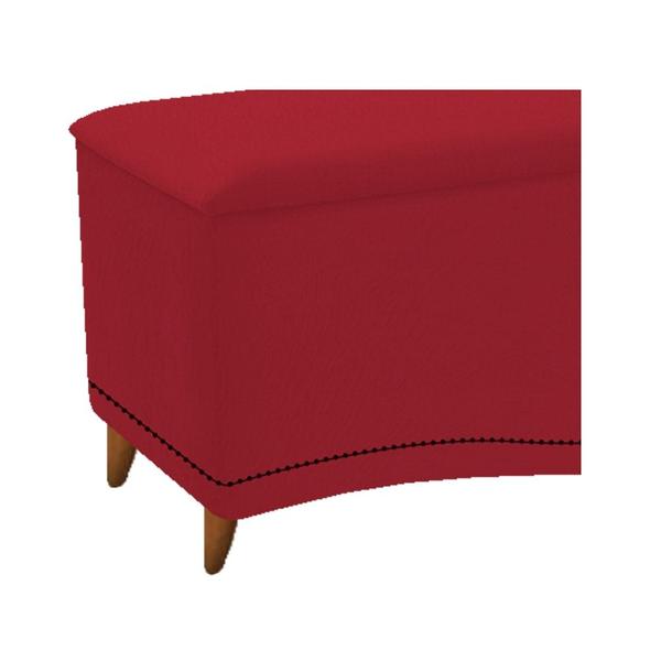 Imagem de Conjunto Cabeceira Estofado Yasmim + Recamier Baú Yasmim 140 Cm Para Cama Box Casal Quarto Suede Vermelho - Amarena