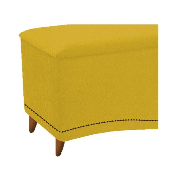 Imagem de Conjunto Cabeceira Estofado Yasmim + Recamier Baú Yasmim 160 Cm Para Cama Box Queen Size Quarto Suede Amarelo - Amarena