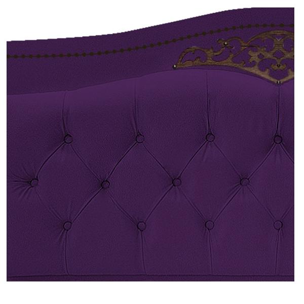 Imagem de Conjunto Cabeceira Estofado Yasmim + Recamier Baú Yasmim 195 Cm Para Cama Box King Size Quarto Suede Roxo - Amarena