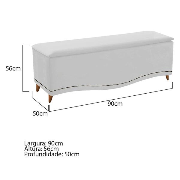 Imagem de Conjunto Cabeceira Estofado Yasmim + Recamier Baú Yasmim 90 Cm Para Cama Box Solteiro Quarto Suede Branco - Amarena