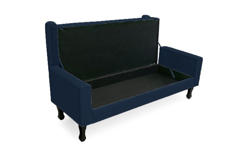 Imagem de Conjunto Cabeceira Geovana + Calçadeira Fênix Casal 140cm Suede Azul Marinho - DL Decor