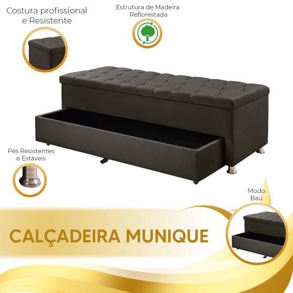 Imagem de Conjunto Cabeceira Mila + Calçadeira Munique 1,95 Veludo Marrom - Shop das Cabeceiras