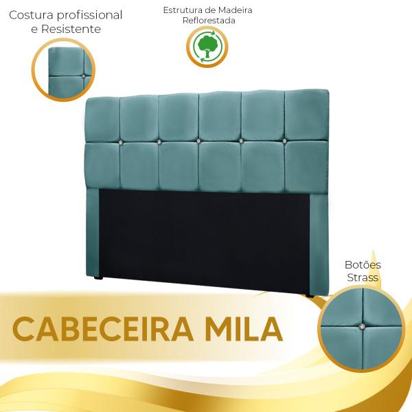 Imagem de Conjunto Cabeceira Mila + Calçadeira Munique 1,95 Veludo - Shop das Cabeceiras