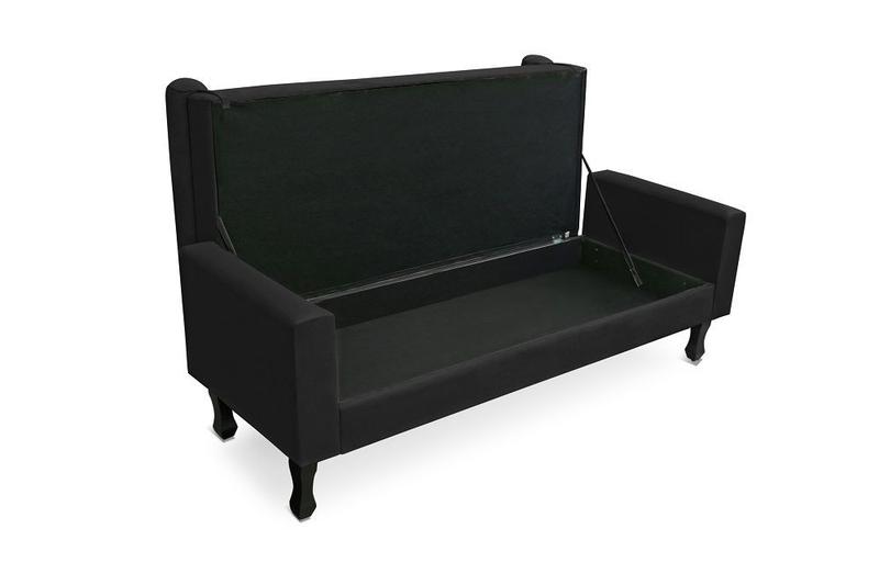 Imagem de Conjunto cabeceira solteiro 90cm brenda + recamier félix 90cm suede preto