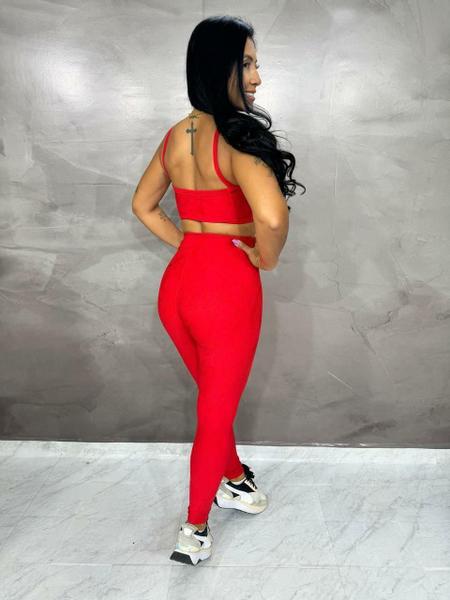 Conjunto Calça e top reto Aura - Vermelho - Unna Fitness Imagem de Conjunto Calça e top reto Aura - Vermelho