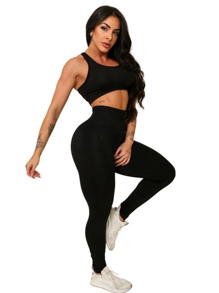 Imagem de Conjunto Calça Empina Bumbum e Top Fitness Yoga Confortável