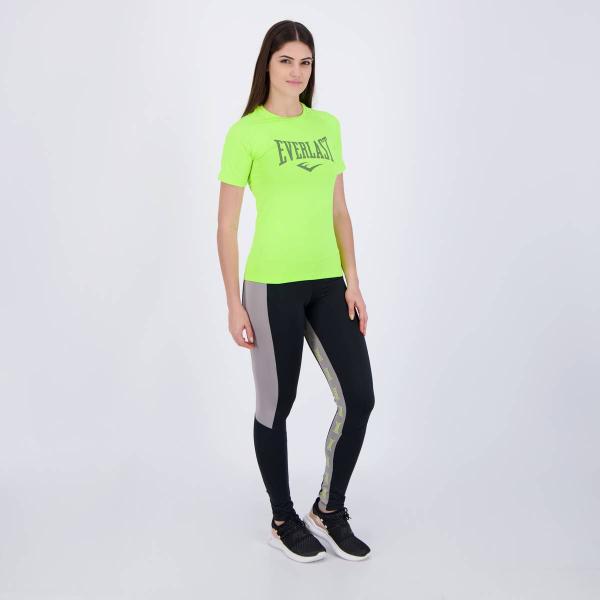 Imagem de Conjunto Calça Legging Preta e Camisa Everlast Feminina Verde