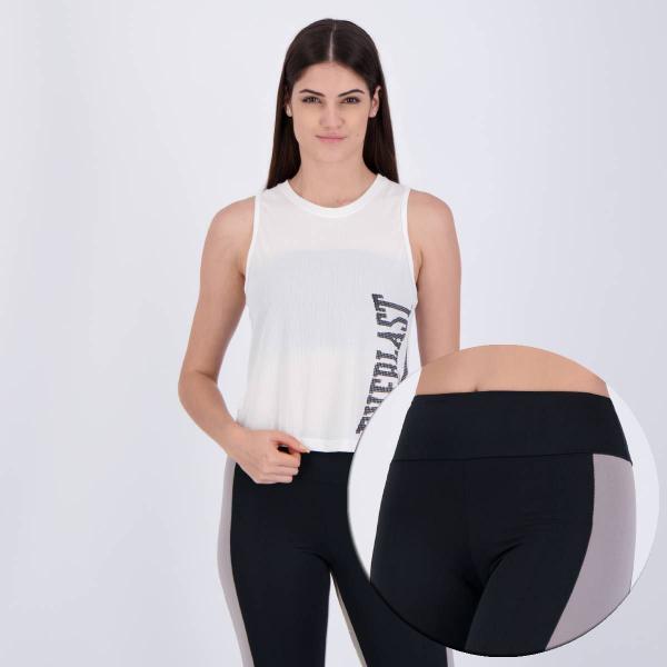 Imagem de Conjunto Calça Legging Preta e Regata Everlast Feminino Branca