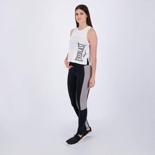 Imagem de Conjunto Calça Legging Preta e Regata Everlast Feminino Branca