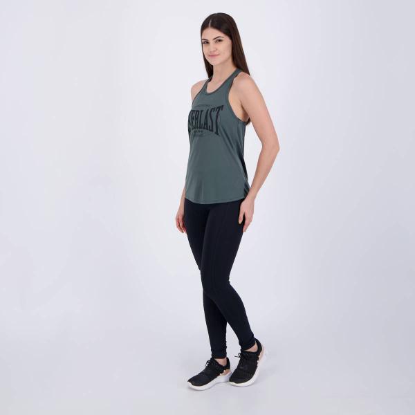 Imagem de Conjunto Calça Legging Preta e Regata Everlast Feminino Cinza