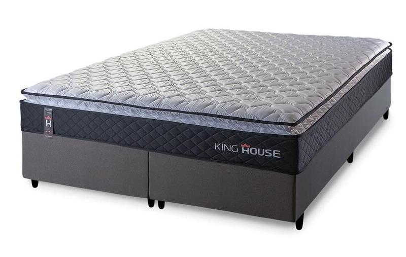 Conjunto Cama Box King Dakota Preto 193x203x57 Espuma D33 - Cama