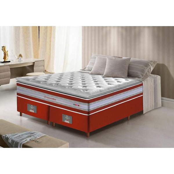 Imagem de Conjunto Cama Box King de Molas Ensacadas D33 com Pillow TOP Cama inBox Select 193x203x70 Vermelho