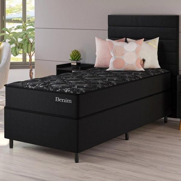 Imagem de Conjunto Cama Box Solteiro Benim Com Molas Ensacadas 88cmx188cmx63cm Preto