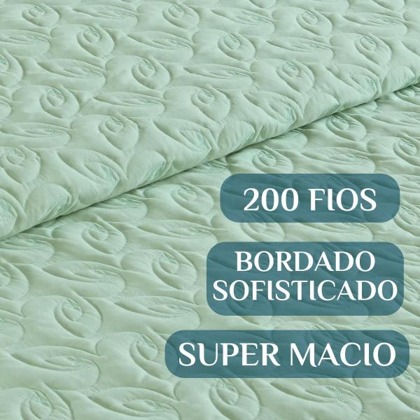 Imagem de Conjunto Cama Casal King Size Agata Bordada 200 Fios Super