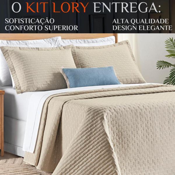 Imagem de Conjunto Cama Casal King Size Lory Bordado 100% Algodao