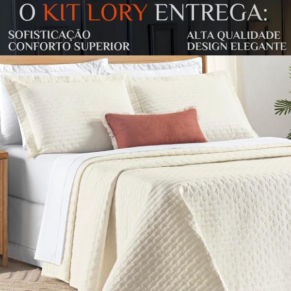 Imagem de Conjunto Cama Casal King Size Lory Bordado 100% Algodao