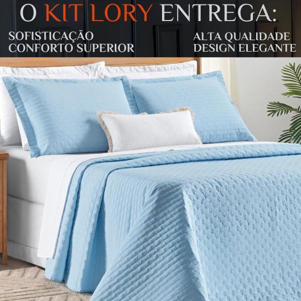 Imagem de Conjunto Cama Casal King Size Lory Bordado 100% Algodao