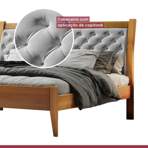 Imagem de Conjunto Cama Casal Queen 160cm Vivare e 2 Mesa de Cabeceira 3 Gavetas Unique Amêndoa Mel/Cinza Claro