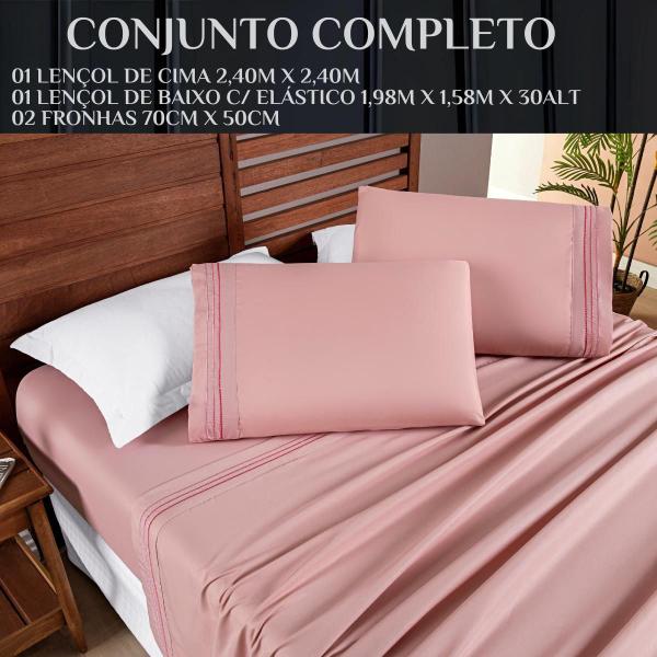 Imagem de Conjunto Cama Casal Queen Size Cherry Bordado Inglês 200