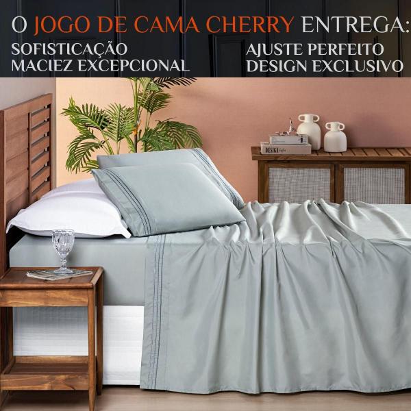 Imagem de Conjunto Cama Casal Queen Size Cherry Bordado Inglês 200