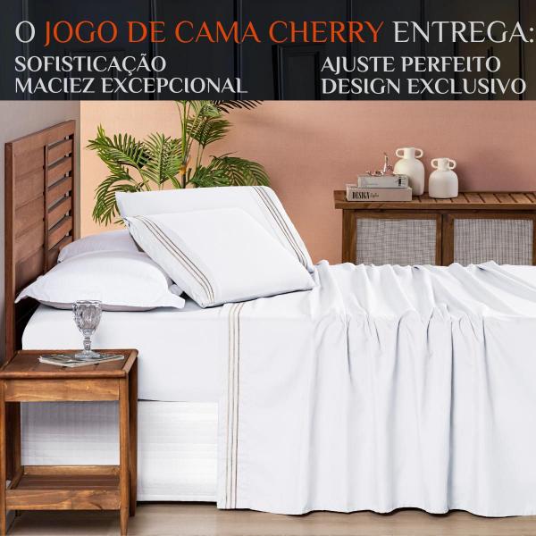 Imagem de Conjunto Cama Casal Queen Size Cherry Bordado Inglês 200