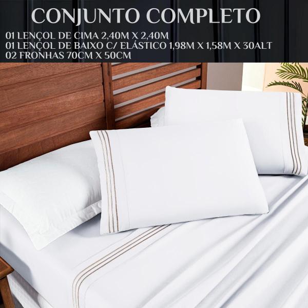 Imagem de Conjunto Cama Casal Queen Size Cherry Bordado Inglês 200