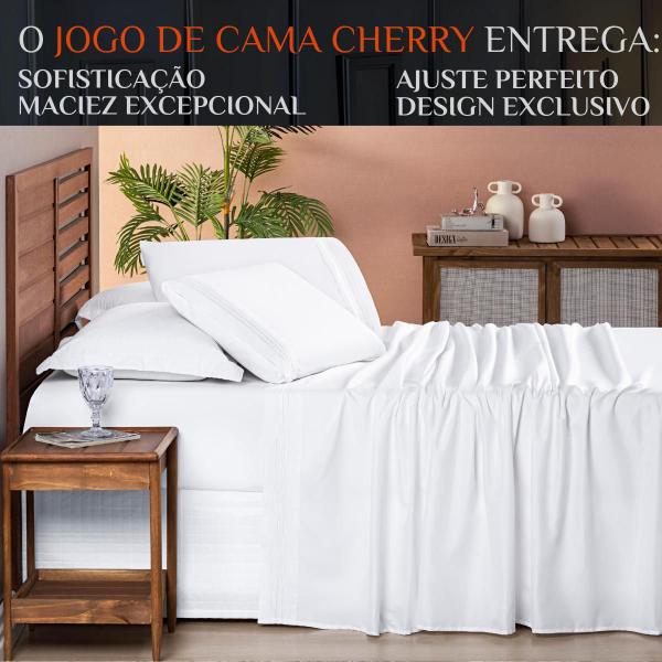 Imagem de Conjunto Cama Casal Queen Size Cherry Bordado Inglês 200 Fios ALLEGRA