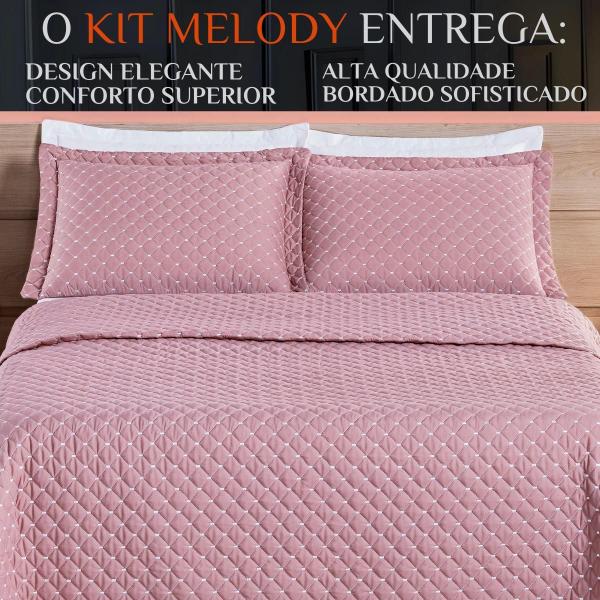 Imagem de Conjunto Cama Casal Queen Size Melody Bordada 200 Fios Extra