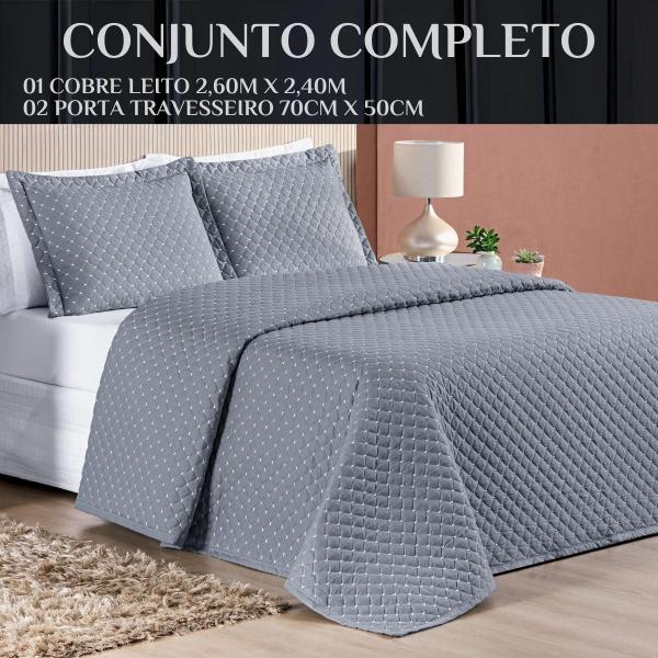 Imagem de Conjunto Cama Casal Queen Size Melody Bordada 200 Fios Extra