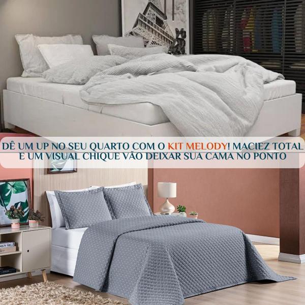 Imagem de Conjunto Cama Casal Queen Size Melody Bordada 200 Fios Extra