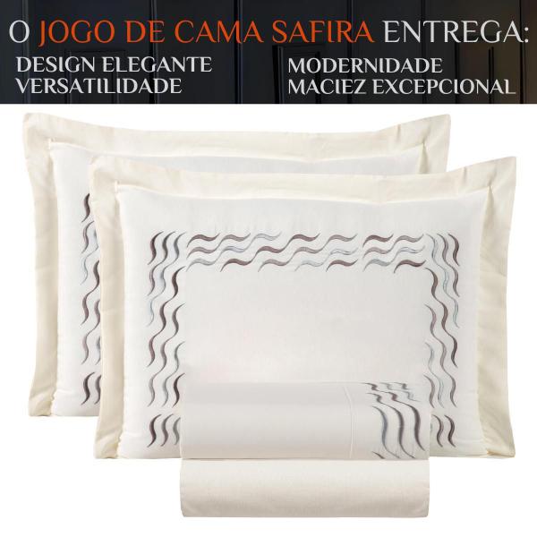 Imagem de Conjunto Cama Casal Queen Size Safira Bordada 100% Algodao