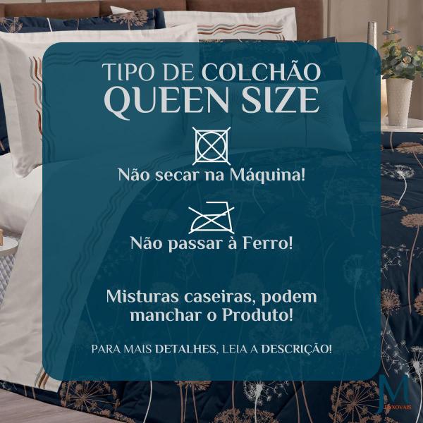 Imagem de Conjunto Cama Casal Queen Size Safira Estampado 100% Algodão