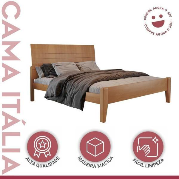 Imagem de Conjunto Cama de Casal 140cm Itália e Cômoda 5 Gavetas com Sapateira Rattam Unique Amêndoa Mel